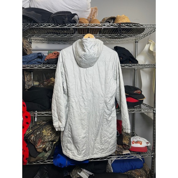 LL Bean Womens Puffer Coat Lightweight Full Zip Hooded Insulated Gray M PET - Picture 4 of 4